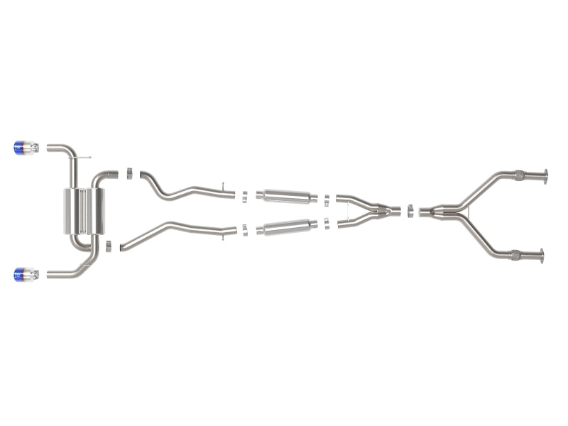 aFe 14-15 Infiniti Q50 V6 3.7L Takeda 2-1/2in 304 SS Cat-Back Exhaust System w/ Blue Flame Tips 49-36136-L 49-36136-L Photo - Unmounted