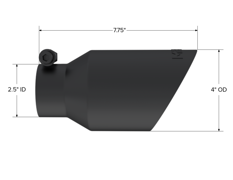 MBRP Universal 4in OD Dual Wall Angled 2.5in Inlet 8in Lgth Exhaust Tip T5123BLK Photo - Close Up