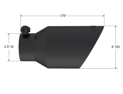 MBRP Universal 4in OD Dual Wall Angled 2.5in Inlet 8in Lgth Exhaust Tip T5123BLK Photo - Close Up