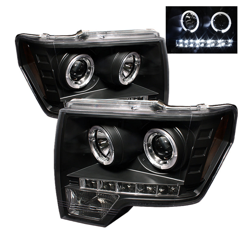 Spyder Ford F150 09-14 Projector Headlights Halogen Model- LED Halo LED Blk PRO-YD-FF15009-HL-BK 5010230 5010230 Photo - Primary