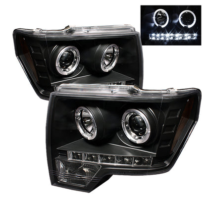 Spyder Ford F150 09-14 Projector Headlights Halogen Model- LED Halo LED Blk PRO-YD-FF15009-HL-BK 5010230 5010230 Photo - Primary