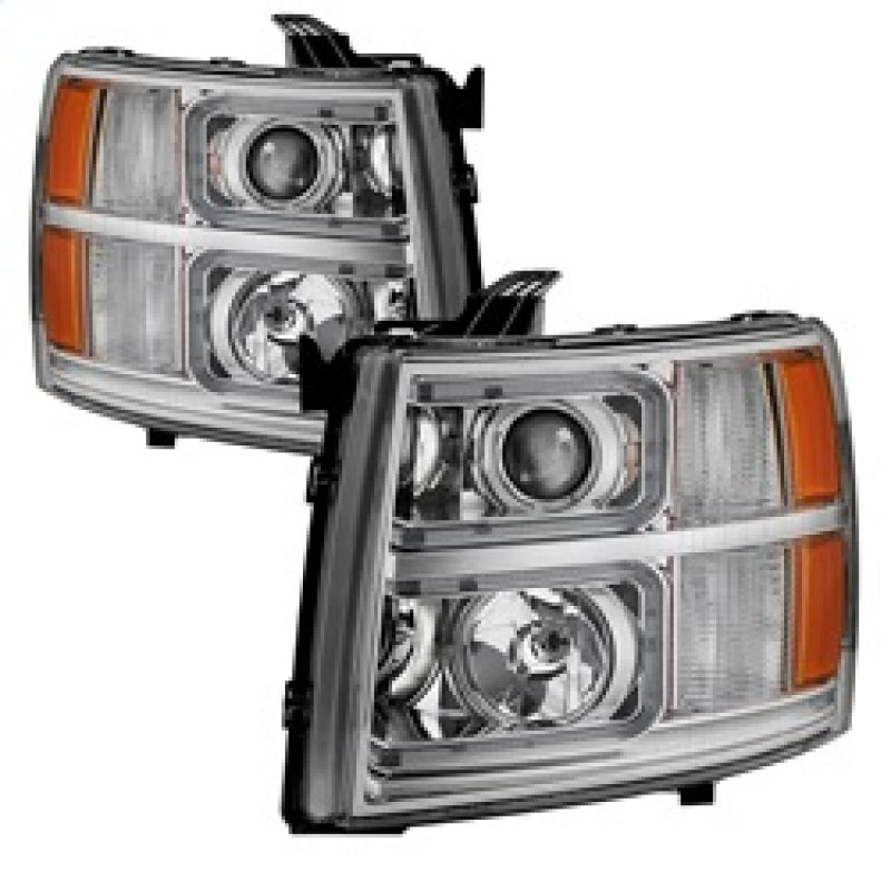 SPYDER Xtune Chevy Silverado 1500/2500/3500 07-13 Halo Projector Headlights Chrome PRO-JH-CS07-LED-C 9027802 9027802 Photo - Primary