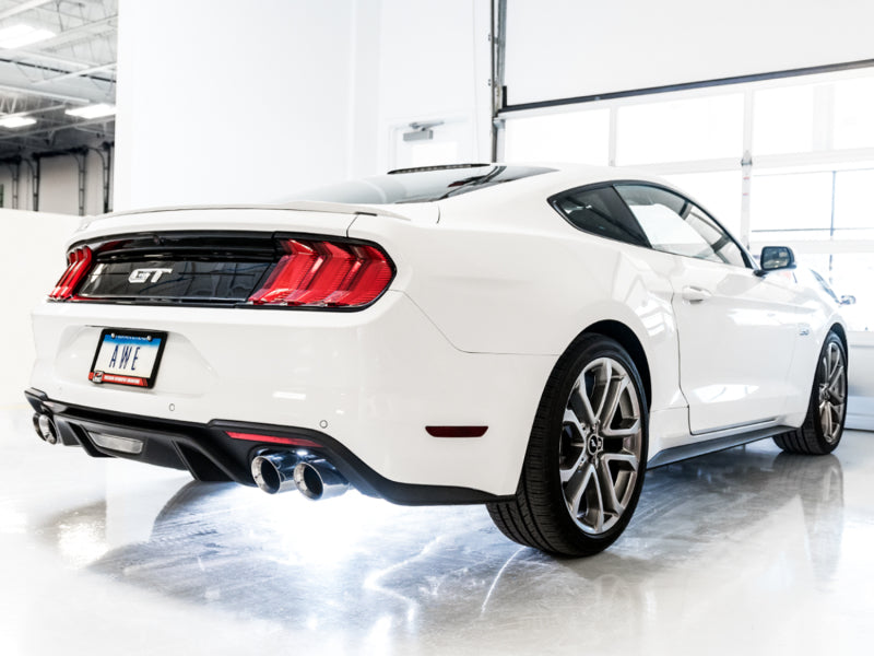 AWE Tuning 2018+ Ford Mustang GT (S550) Cat-back Exhaust - Track Edition (Quad Chrome Silver Tips) 3020-42064 3020-42064 Photo - Mounted