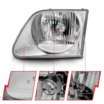 Anzo 1997-2003 Ford F-150 Crystal Headlights Chrome 111030 Photo - Unmounted