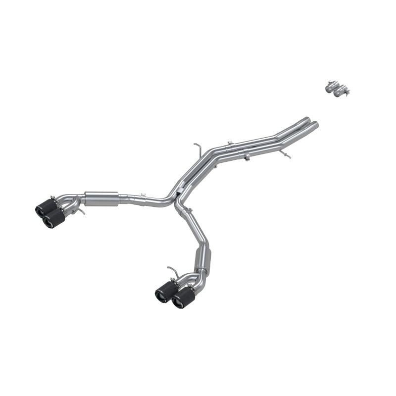 MBRP 18-21 Audi S5 Coupe/S4 Sedan T304 SS 2.5in Cat-Back Quad Rear Exit Exhaust - Carbon Fiber Tips S46073CF S46073CF Photo - Primary