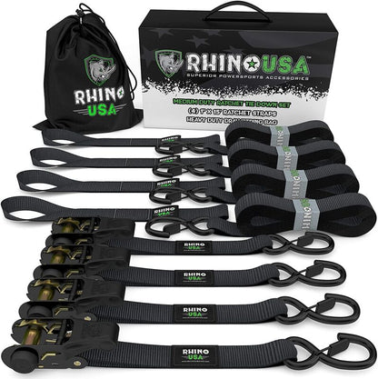 Rhino USA Medium Duty Ratchet Strap Tie-Down 4-Pack (Black) GMG-R1-4PACK GMG-R1-4PACK Photo - Primary