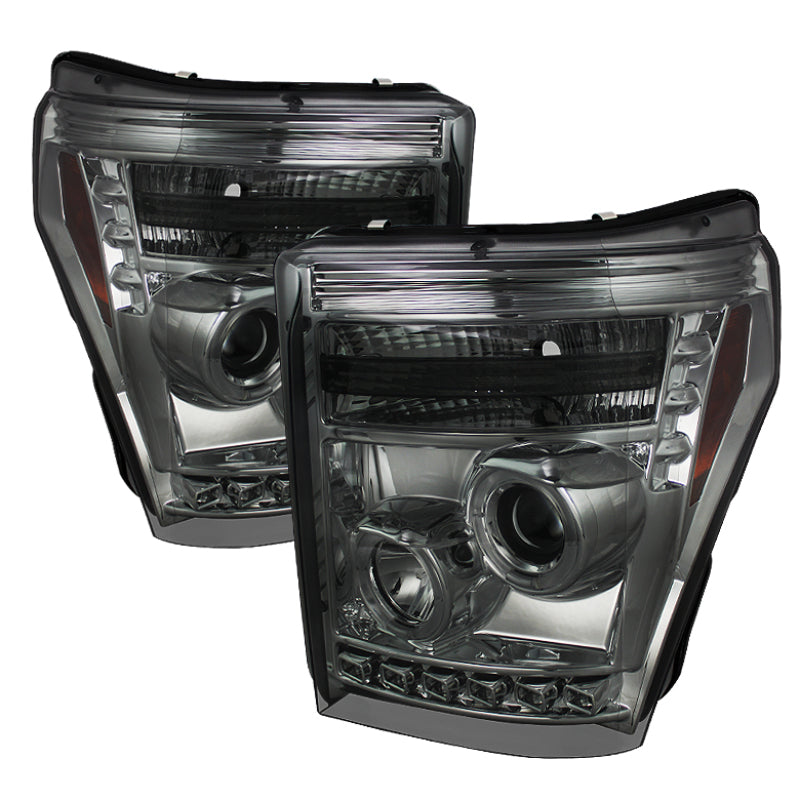 Spyder Ford Super Duty 11-15 Projector Headlights LED Halo DRL Smke Low 9006 PRO-YD-FS11-HL-SM 5070289 5070289 Photo - Primary