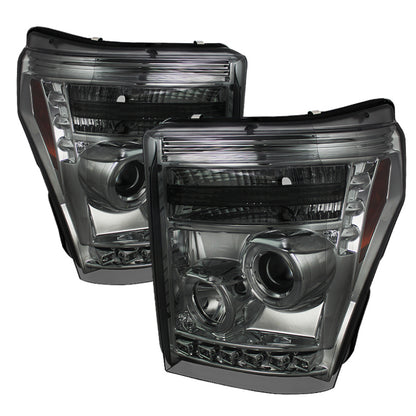 Spyder Ford Super Duty 11-15 Projector Headlights LED Halo DRL Smke Low 9006 PRO-YD-FS11-HL-SM 5070289 5070289 Photo - Primary