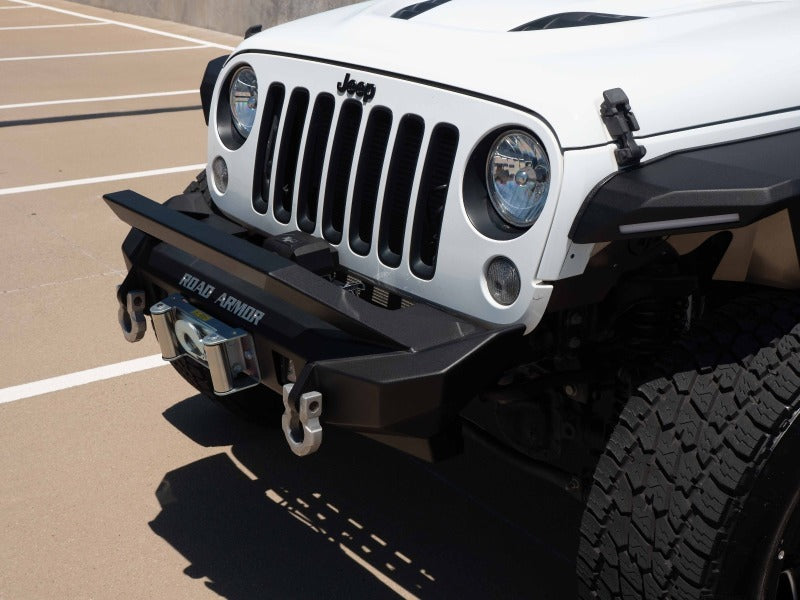 Road Armor 07-18 Jeep Wrangler JK Stealth Front Winch Bumper w/Bar Guard Mid Width - Tex Blk 5072F3B 5072F3B Photo - Primary