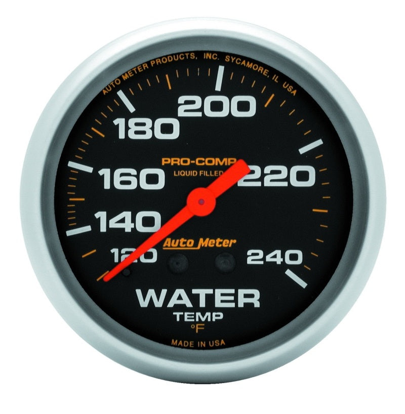 Autometer 2-5/8" Water Temp. 120-240 °F 12 Ft. Mechanical Liquid Filled Pro-Comp 5433 Photo - Primary