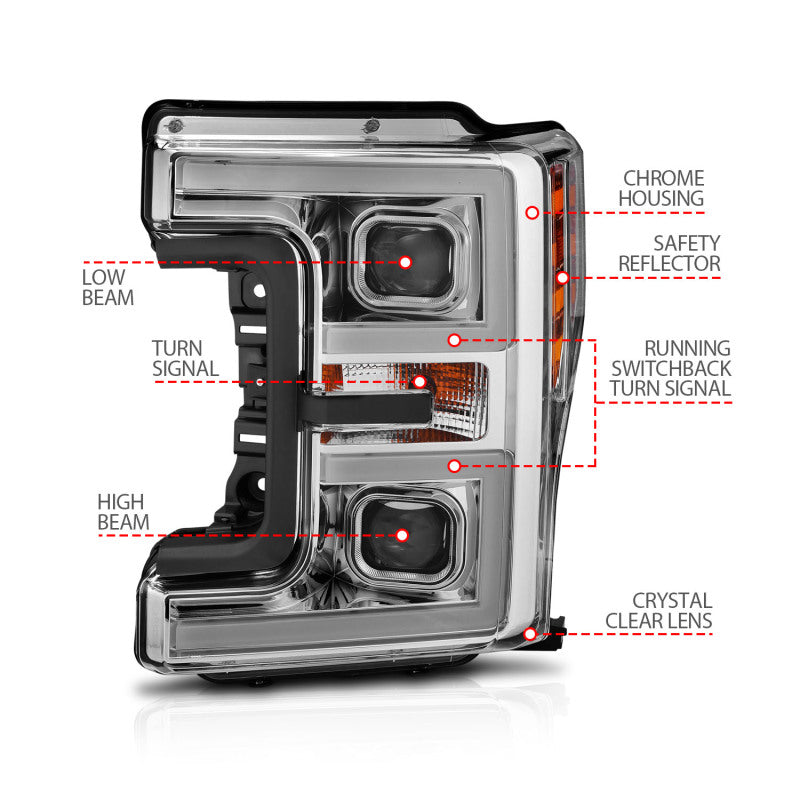Anzo Projector Plank Style Switchback Headlight Chrome / Amber 17-18 Ford 111389 User 4