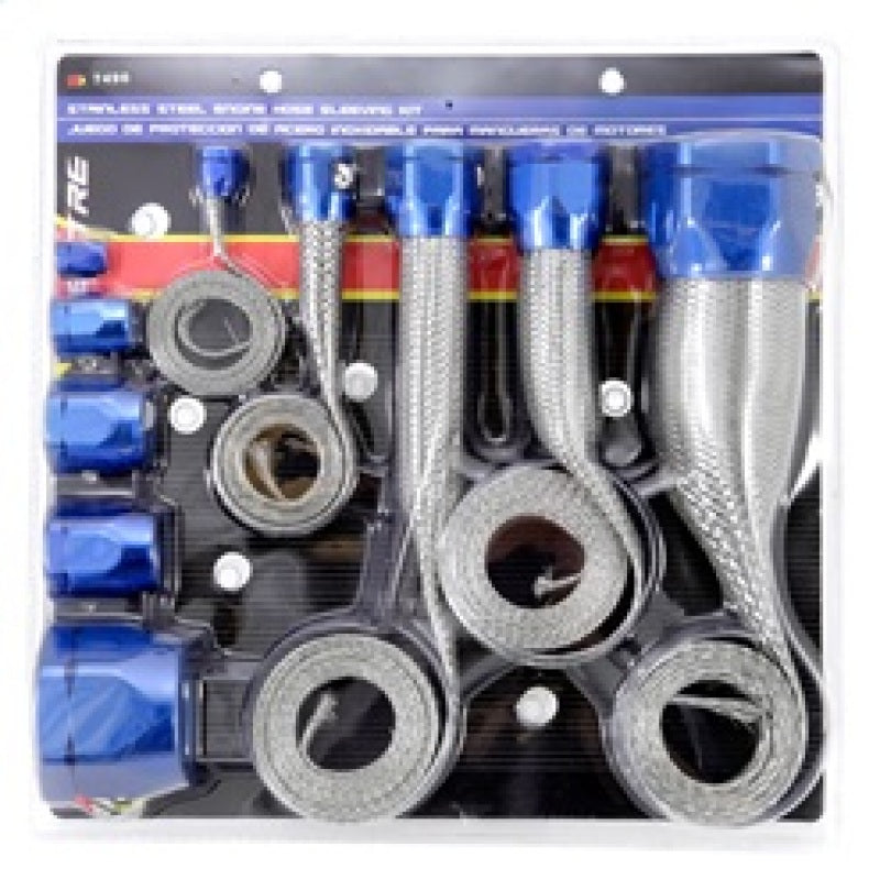 Spectre MagnaBraid 304SS Braided Sleeving Kit - Blue End Caps 7496 7496 Photo - in package