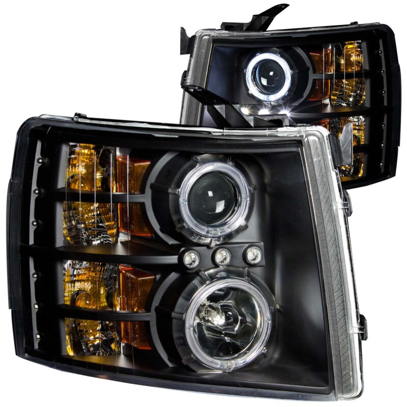 Anzo 2007-2013 Chevrolet Silverado 1500 Projector Headlights w/ Halo Black 111107 Photo - Primary