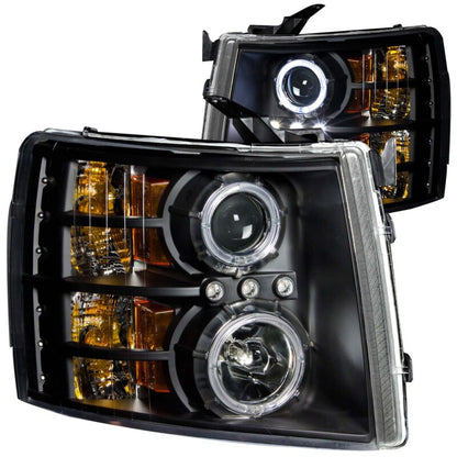 Anzo 2007-2013 Chevrolet Silverado 1500 Projector Headlights w/ Halo Black 111107 Photo - Primary