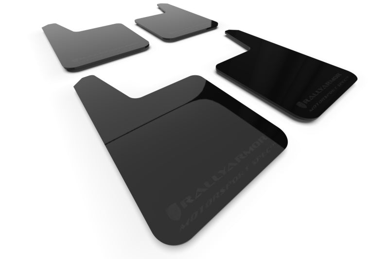 Rally Armor Universal Motorsport Spec Black UR Mud Flap Metallic Black Logo MF20-MSUR-BK-MBK MF20-MSUR-BK-MBK Photo - Primary