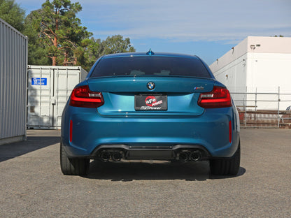 aFe 16-18 BMW M2 L6-3.0L MACH Force-Xp 3in to 2.5in 304 SS Cat-Back Exhaust System-Quad Black Tips 49-36330-1B 49-36330-1B Photo - Mounted
