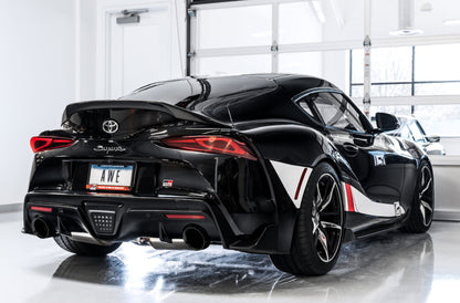 AWE 2020 Toyota Supra A90 Resonated Touring Edition Exhaust - 5in Chrome Silver Tips 3015-32118 3015-32118 Photo - Mounted