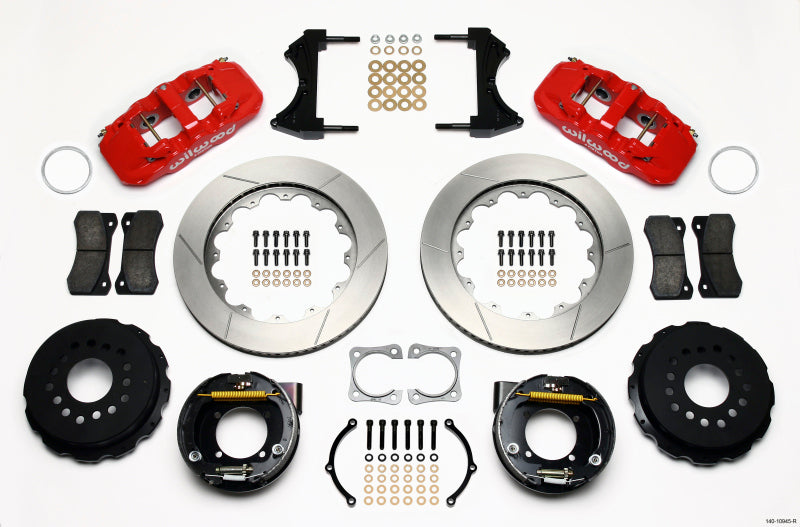 Wilwood AERO4 Rear P-Brake Kit 14.00in Red Chevy 12 Bolt-Spec 3.15in Brng 140-10945-R 140-10945-R Photo - Primary
