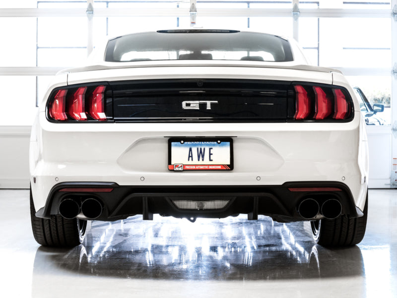 AWE Tuning 2018+ Ford Mustang GT (S550) Cat-back Exhaust - Touring Edition (Quad Diamond Black Tips) 3015-43106 3015-43106 Photo - Mounted