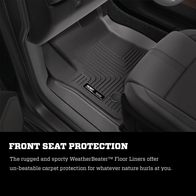 Husky Liners 14 Chevrolet Silverado/GMC Sierra Dbl Cab WeatherBeater Black Front 98241 Photo - Mounted