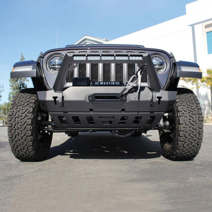Westin Wj2 Stubby Front Bumper W/Led Light Bar Mount 59-80085 Photo - Mounted