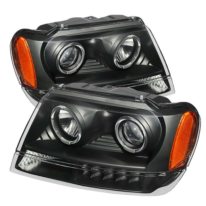 SPYDER Xtune Jeep Grand Cherokee 99-04 Projector Headlights LED Halo Black PRO-JH-JGC99-LED-BK 5077028 5077028 Photo - Primary