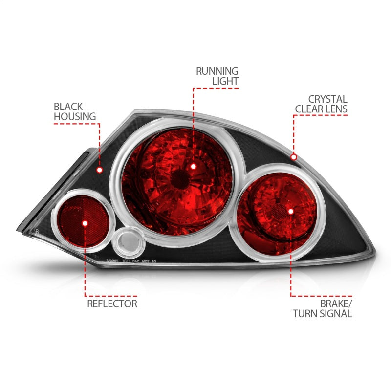 Anzo 2000-2005 Mitsubishi Eclipse Taillights Black 221081 Photo - Unmounted