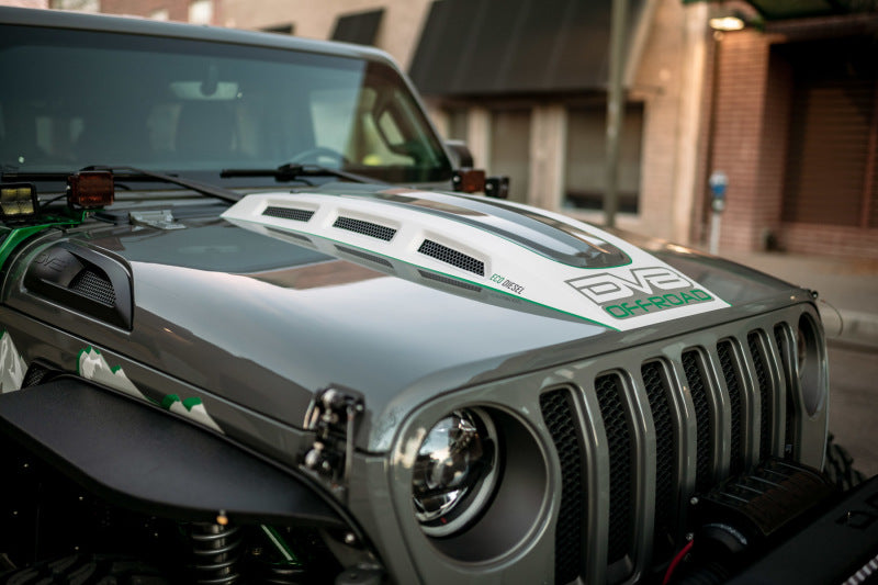 DV8 Offroad 18+ Jeep JL Heat Dispersion Hood - Primer Black HDMBJL-01 HDMBJL-01 Photo - Mounted