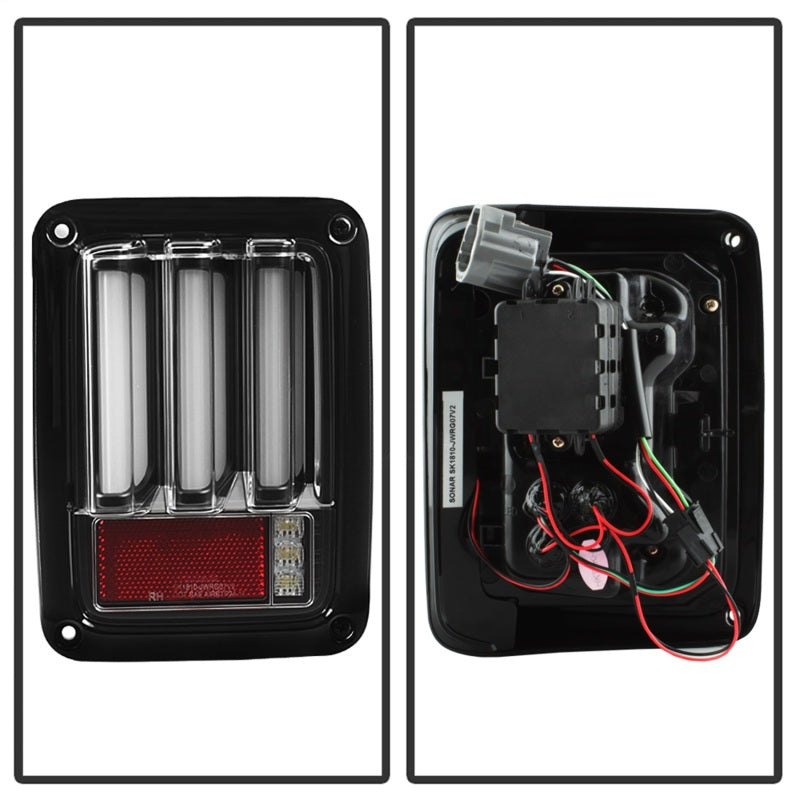 Spyder 07-16 Jeep Wrangler Version 2 Light Bar LED Tail Lights - Black (ALT-YD-JWA07V2-LBLED-BK) 5084774 5084774 Photo - Unmounted