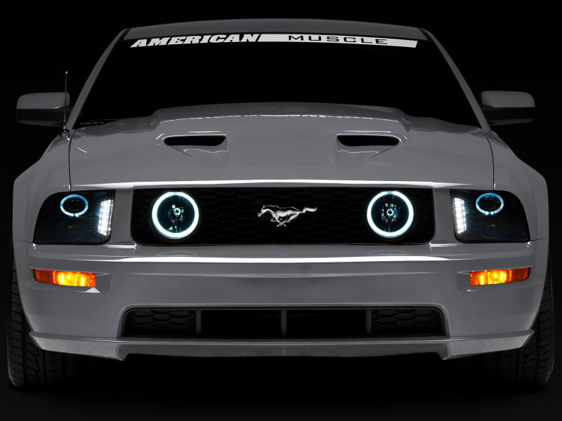 Raxiom 05-09 Ford Mustang w/ Halogen LED Halo Prjctr Headlights-Blk Hsng(Smoked Lens Exclude GT500) 49128 49128 Photo - Close Up