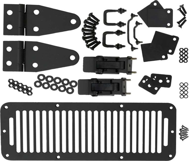 Kentrol 78-95 Jeep CJ/Wrangler YJ Hood Kit With TJ Style Hood Catch - Powdercoat Black 50570 50570 Photo - Primary