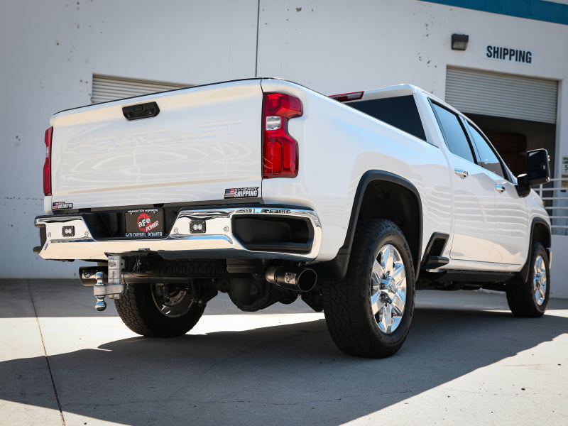 aFe Large Bore-HD 4in 409SS DPF-Back Exhaust System w/Black Tip 20 GM Diesel Trucks V8-6.6L (td) L5P 49-44126-B 49-44126-B Photo - Mounted