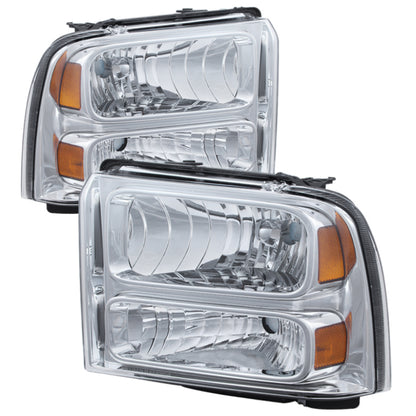 SPYDER Xtune Ford F250/350/450 Super Duty 05-07 Crystal Headlights Chrome HD-JH-FS05-AM-C 9026560 9026560 Photo - Primary
