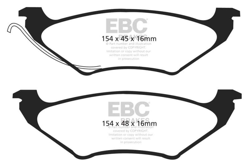 EBC 96-00 Plymouth Voyager 3.0L (w/15in Wheels) Greenstuff Rear Brake Pads DP61625/2 DP61625/2 Photo - Primary