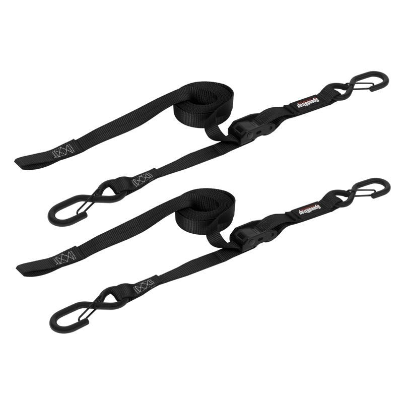 SpeedStrap 1In x 10Ft CAM-Lock Tie Down w/ Snap FtSFt Hooks (2 Pack) - Black 12101-2