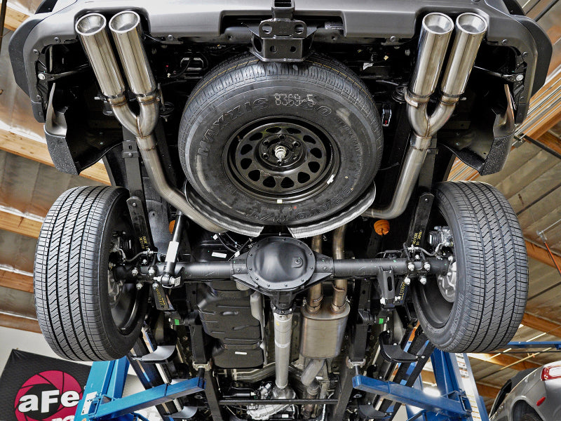 aFe Vulcan Series 4-3in 304SS Exhaust Cat-Back w/ Pol Tips 2019 GM Silverado/Sierra 1500 V8-6.2L 49-34102-P 49-34102-P Photo - Mounted