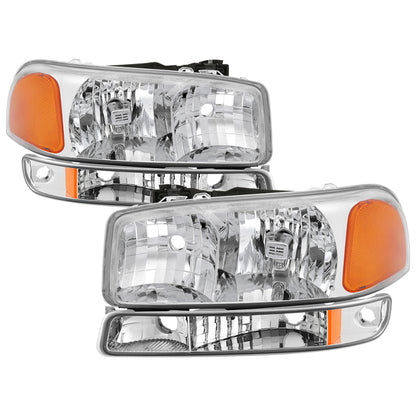 SPYDER xTune GMC Sierra 99-06 /Yukon 00-06 Crystal Headlights & Bumper Lights - Chrome HD-JH-GS99-AM-SET-C 9037481 9037481 Photo - Primary