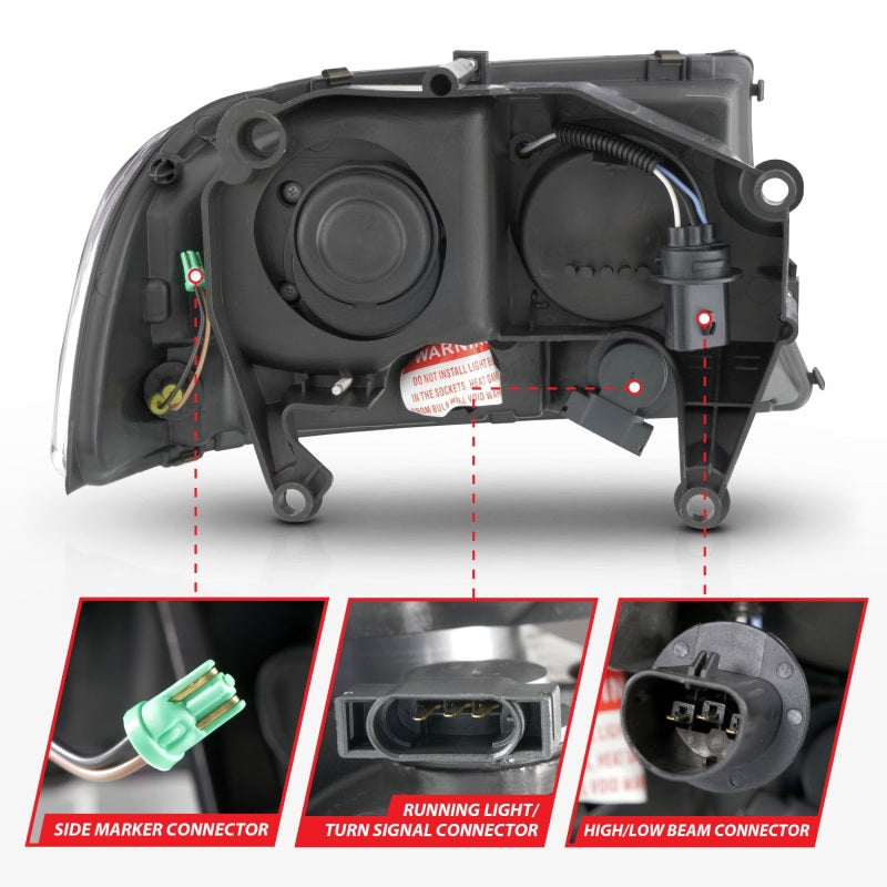 ANZO 97-04 Dodge Dakota/Durango Crystal headlight Set w/ Light Bar Chrome Housing 111592 111592 Photo - Unmounted
