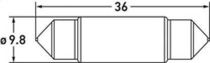 Hella LED 6418 12V 1W SV8.5-8 6.5K 36 SING Bulb 6418LED 6.5K 6418LED 6.5K Technical Drawing