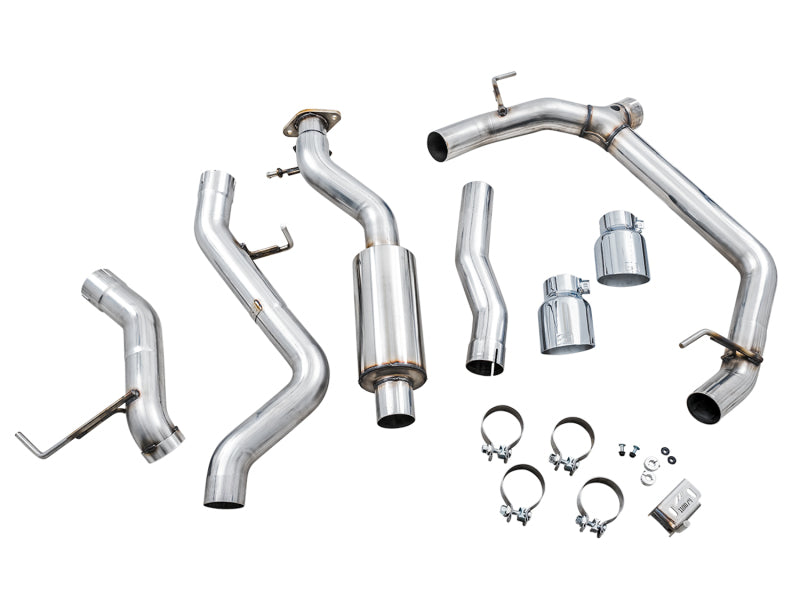 AWE Tuning 2021+ Ford Bronco 0FG Dual Rear Exit Exhaust w/Chrome Silver Tips & Bash Guard 3015-32456 3015-32456 Photo - out of package