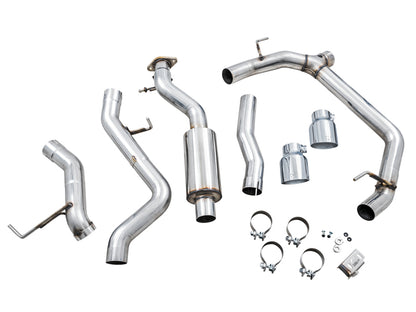 AWE Tuning 2021+ Ford Bronco 0FG Dual Rear Exit Exhaust w/Chrome Silver Tips & Bash Guard 3015-32456 3015-32456 Photo - out of package
