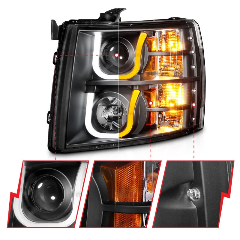 Anzo Chevy Silverado 1500 07-13 / 2500HD/3500HD Headlights W/ U-Bar Switch 111384 Photo - Unmounted
