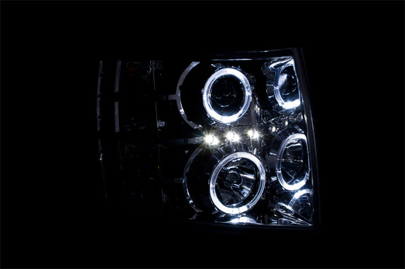 Anzo 2007-2013 Chevrolet Silverado 1500 Projector Headlights w/ Halo Chrome 111199 Photo - Mounted