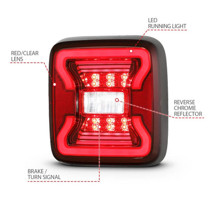ANZO 18-19 Jeep Wrangler JL LED Taillights Black 311295 311295 Photo - Unmounted