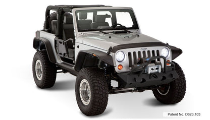 Bushwacker 07-18 Jeep Wrangler Flat Style Flares 4pc Fits 2-Door Sport Utility Only - Black 10919-07 10919-07 Photo - Mounted