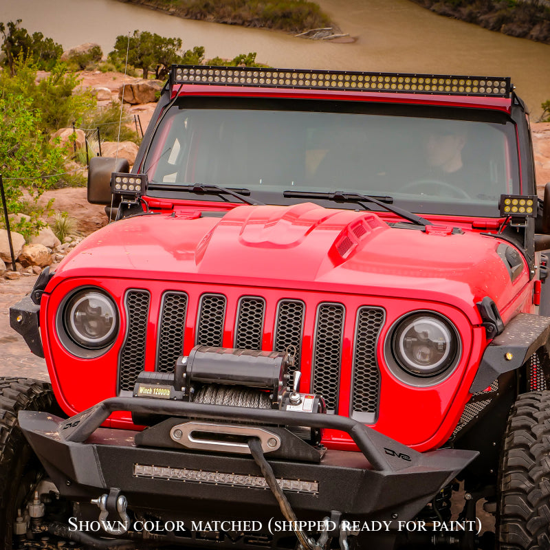 DV8 Offroad 18+ Jeep JL Heat Dispersion Hood - Primer Black HDMBJL-01 HDMBJL-01 Photo - Mounted
