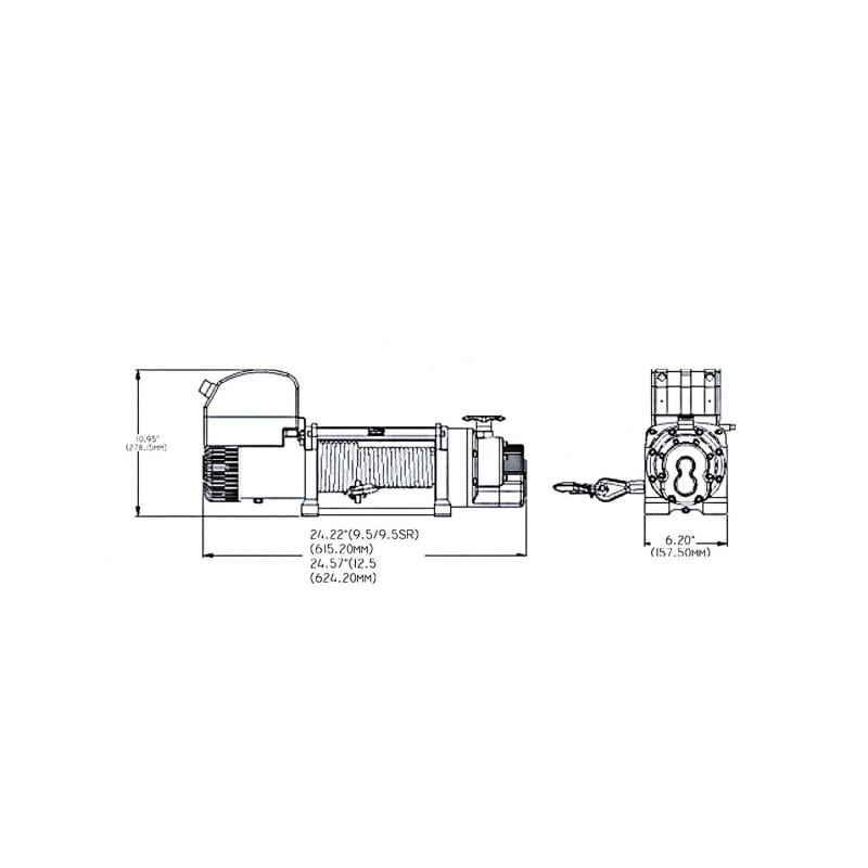 Superwinch 9500 LBS 12 VDC 3/8in x 80ft Synthetic Rope Tiger Shark 9500 Winch 1595201 1595201 Line Art