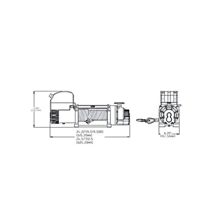 Superwinch 9500 LBS 12 VDC 3/8in x 80ft Synthetic Rope Tiger Shark 9500 Winch 1595201 1595201 Line Art