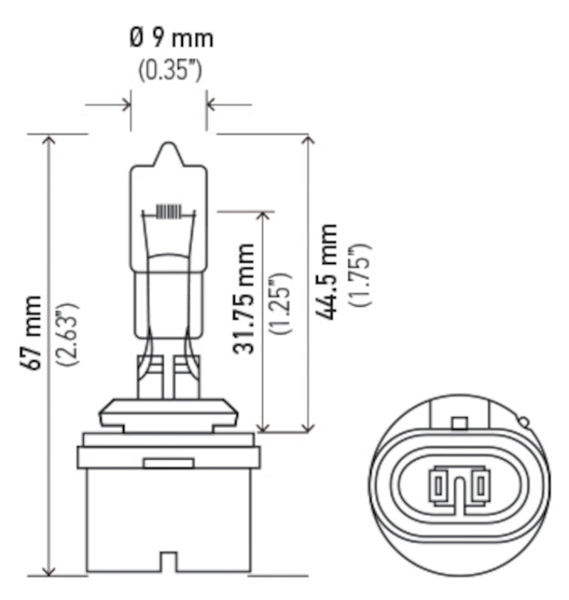 Hella Bulb 887 12V 50W Pg13 T325 887 887 Technical Drawing