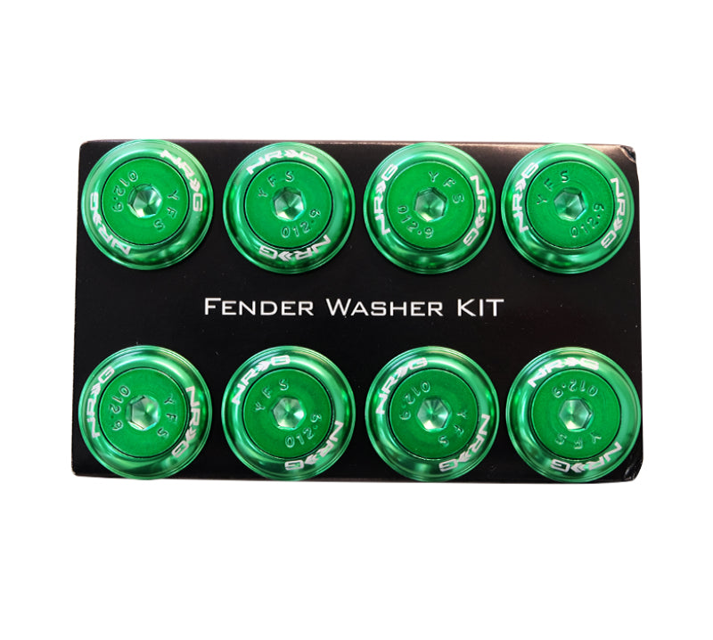 NRG Fender Washer Kit w/Color Matched M8 Bolt Rivets For Plastic (Green) - Set of 8 FW-800GN FW-800GN Photo - Primary